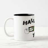 Halloweenathon-Logo mit Skele Zweifarbige Tasse (Links)