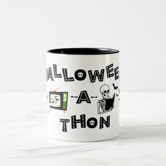 Halloweenathon-Logo mit Skele Zweifarbige Tasse (Mittel)
