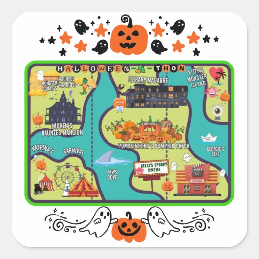 Halloweenathon Map 1 Square Sticker (Vorderseite)