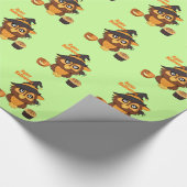 Halloweeneule und -kleiner Kuchen Geschenkpapier (Ecke)