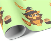 Halloweeneule und -kleiner Kuchen Geschenkpapier (Rolleneckpunkt)