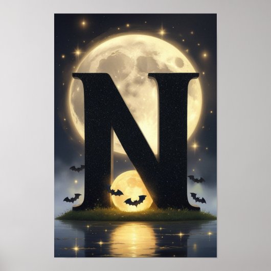 HalloweenGlowing Letter N Wall Art for Kids Rooms  Poster (Vorne)