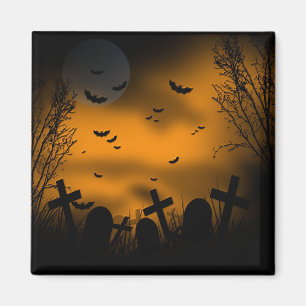 HalloweenGraveyard mit Schlägern und Grabsteinen Magnet