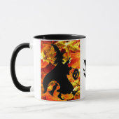 Halloweenhexe und -Herbstlaub Tasse (Links)
