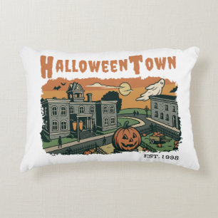 Halloweenhooky Sunset Scene - Vintager Schatten Dekokissen