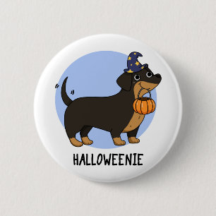Halloweenie Funny Sausage Dog Puff Button