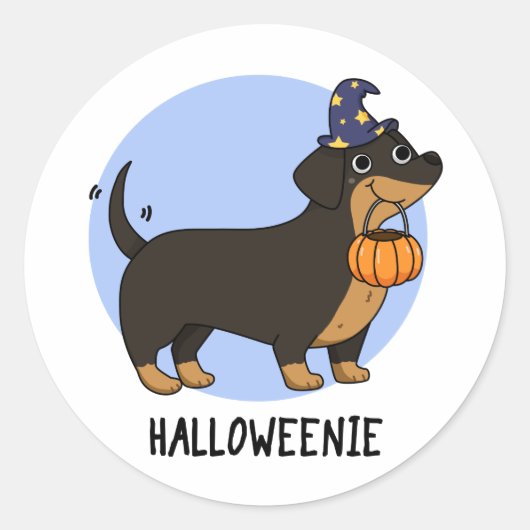 Halloweenie Funny Sausage Dog Puff Runder Aufkleber (Vorderseite)