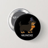 Halloweenie Funny Sausage Dog Pun Dark BG Button (Vorne & Hinten)