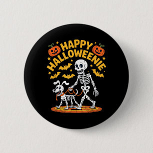 Halloweenie-Skelett-Spaziergang Lustiger Hundebesi Button