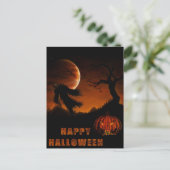 Halloweenkarte mit Kürbis und Kürbis Postkarte (Stehend Vorderseite)