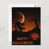 Halloweenkarte mit Kürbis und Kürbis Postkarte (Vorne/Hinten)