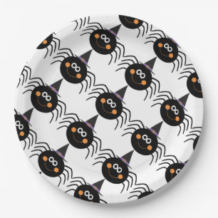 HalloweenpapierTeller/niedliche Spinne mit Hut Pappteller