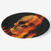 HalloweenpapierTeller/Schädel auf Feuer Pappteller (Schrägansicht)