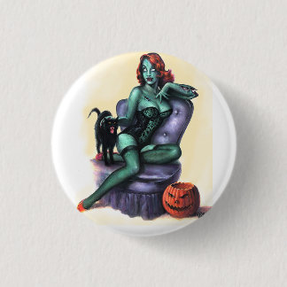 Halloweenpinup-Mädchen-Knopf Button