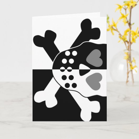 Halloweenschwarzweiss-Schädel Karte (Gelbe Blume)