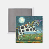 HALLOWEER GEPUNKTETER PONY & BAT CAT Whimsical Magnet (Vorderseite/Rückseite)
