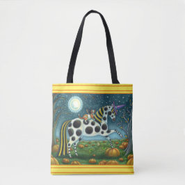 HALLOWEER GEPUNKTETER PONY UND BAT CAT Whimsical H Tasche
