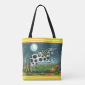 HALLOWEER GEPUNKTETER PONY UND BAT CAT Whimsical H Tasche (Rückseite)