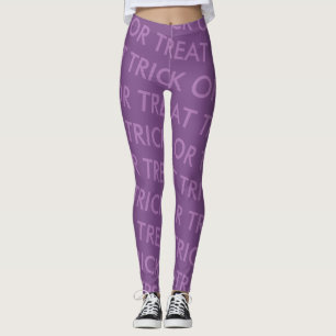 HALLOWEER TRICK ODER BEHANDLUNG GRAFISCHER LILA LE LEGGINGS