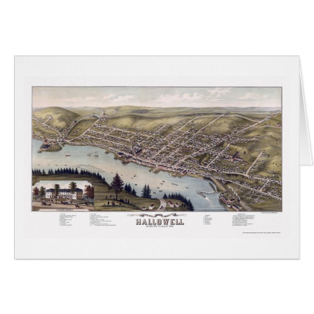 Hallowell, ICH panoramische Karte - 1878 (Vorderseite (Horizontal))