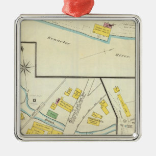 Hallowell, Kennebec County und Maine 4 Silbernes Ornament