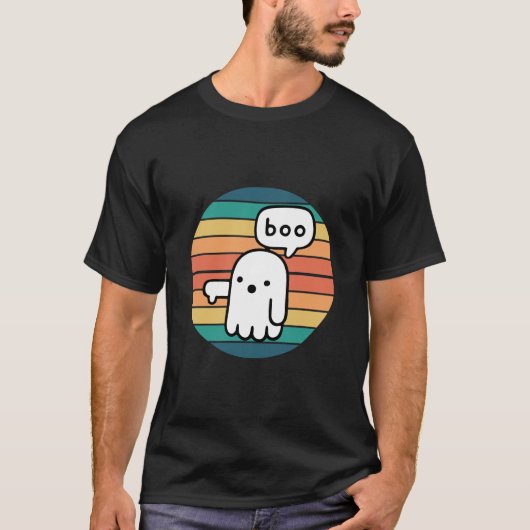 Hallowen Boo - Retro Sunset - Geisterheuschen nach T-Shirt (Vorderseite)