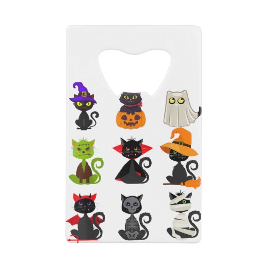 Hallowen Cat Pumpkin Hexe Ghost Skeleton Geldbeutel Flaschenöffner (Vorderseite)