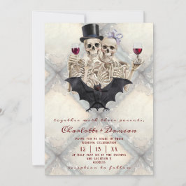 Hallowen Gothic Skulls Tarot The Lovers Wedding Einladung