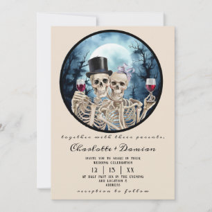 Hallowen Gothic Skulls Tarot The Lovers Wedding Einladung
