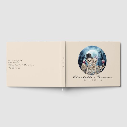 Hallowen Gothic Skulls Tarot The Lovers Wedding Gästebuch (Voll)