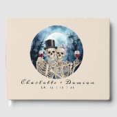 Hallowen Gothic Skulls Tarot The Lovers Wedding Gästebuch (Vorderseite)