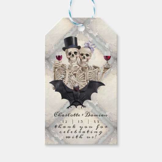 Hallowen Gothic Skulls Tarot The Lovers Wedding Geschenkanhänger (Vorderseite)