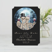 Hallowen Gothic Skulls Tarot The Lovers Wedding Save The Date (Stehend Vorderseite)