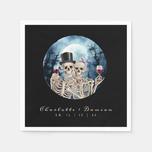 Hallowen Gothic Skulls Tarot The Lovers Wedding Serviette (Vorderseite)