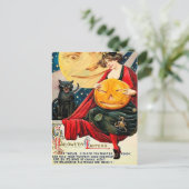 Hallowen Hexenkürbis Vintage Postkarte (Stehend Vorderseite)