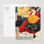 Hallowen Hexenkürbis Vintage Postkarte (Vorne/Hinten)