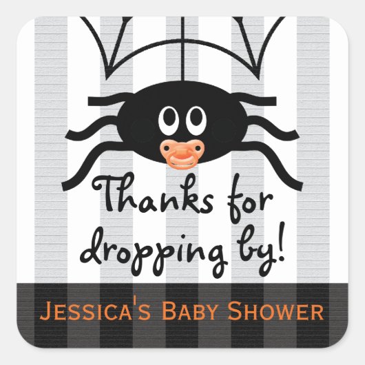 Hallowen Spider Baby Dusche Danke Stickers (Vorderseite)