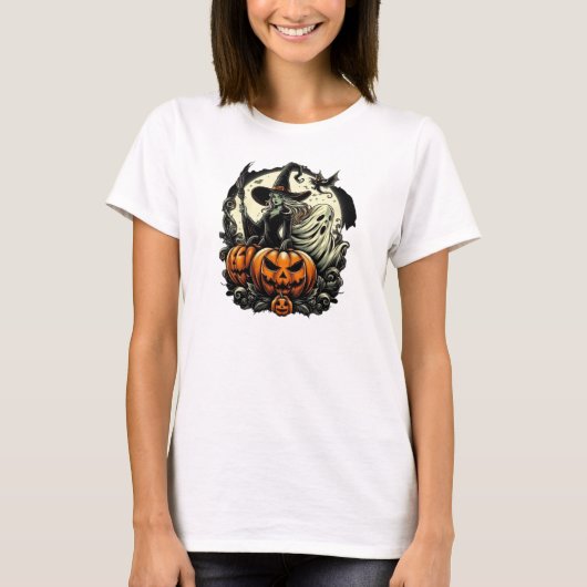 Hallowen Witch Design T-Shirt (Vorderseite)