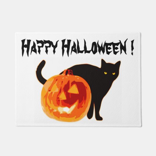 HALLOWEWEE SCHWARZE KATZE UND PUMPKIN FUßMATTE (Vorderseite)
