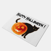 HALLOWEWEE SCHWARZE KATZE UND PUMPKIN FUßMATTE (Schrägansicht)