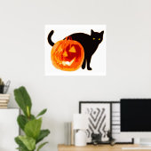 HALLOWEWEE SCHWARZE KATZE UND PUMPKIN POSTER (Heimbüro)