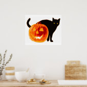 HALLOWEWEE SCHWARZE KATZE UND PUMPKIN POSTER (Küche)