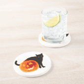 HALLOWEWEE SCHWARZE KATZE UND PUMPKIN SANDSTEIN UNTERSETZER (Seite)