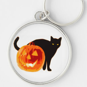 HALLOWEWEE SCHWARZE KATZE UND PUMPKIN SCHLÜSSELANHÄNGER