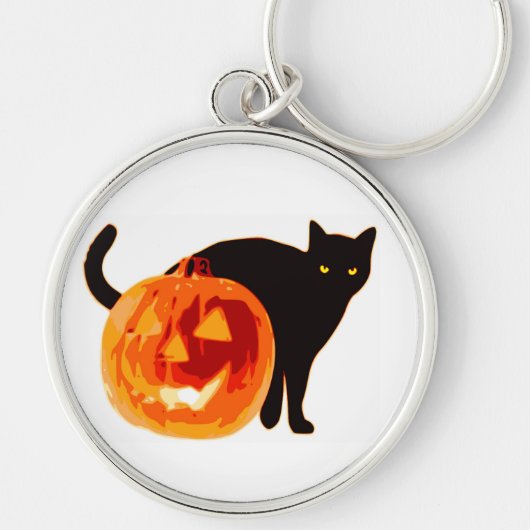 HALLOWEWEE SCHWARZE KATZE UND PUMPKIN SCHLÜSSELANHÄNGER (Vorne)