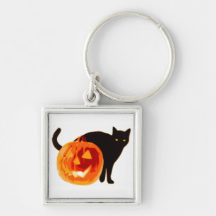 HALLOWEWEE SCHWARZE KATZE UND PUMPKIN SCHLÜSSELANHÄNGER