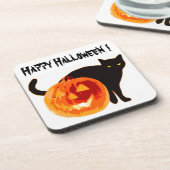 HALLOWEWEE SCHWARZE KATZE UND PUMPKIN UNTERSETZER (Linke Seite)