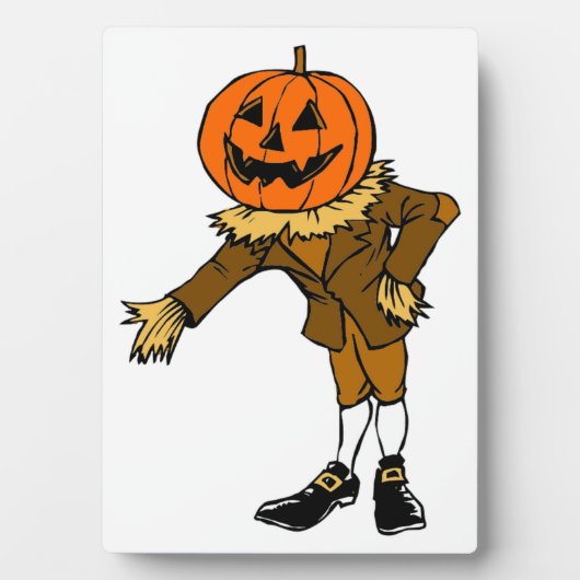 HALLOWEWEEN PUMPKIN HEAD SCARECROW PILGRIM FOTOPLATTE (Vorderseite)