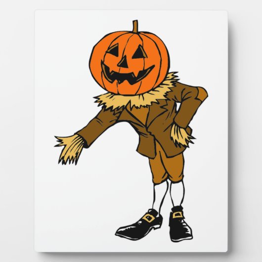 HALLOWEWEEN PUMPKIN HEAD SCARECROW PILGRIM FOTOPLATTE (Vorderseite)