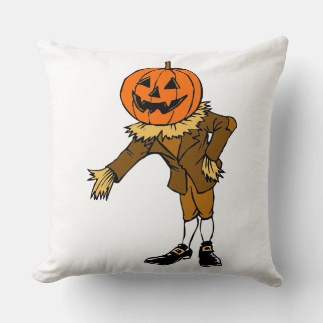 HALLOWEWEEN PUMPKIN HEAD SCARECROW PILGRIM KISSEN (Vorderseite)